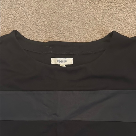 Madewell Black Short Sleeve Top with Black on Black Stripes - Picture 3 of 5